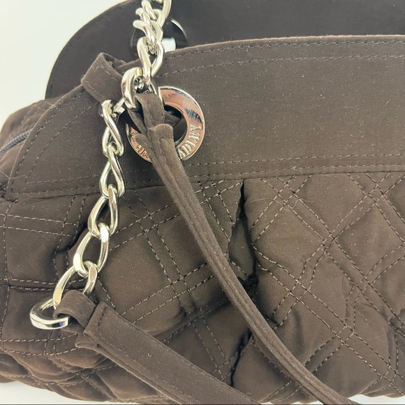 Vera Bradley Brown Microfiber Bag With Chain Shoulder Strap Accents - Picture 6 of 16